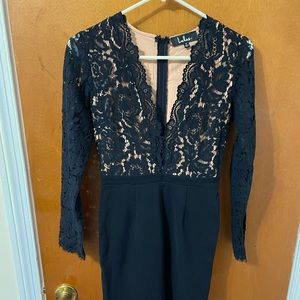 Black, v-neck lace top dress